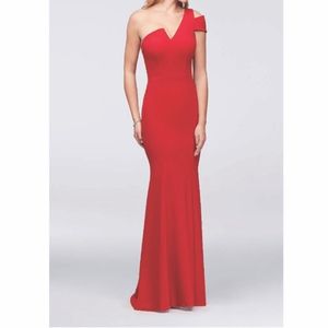 Betsy & Adam One-Shoulder A-Line Formal Gown